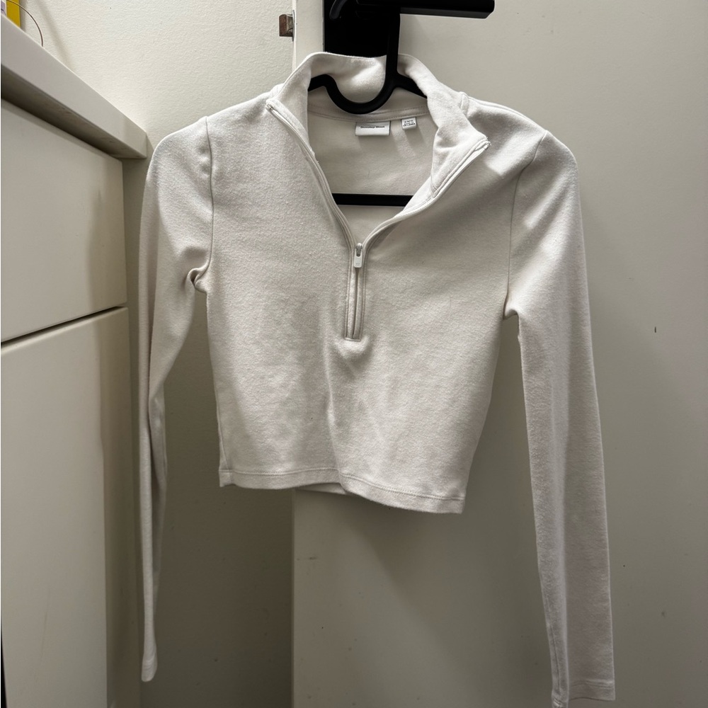 Sunday Best white zip-up cropped jacket